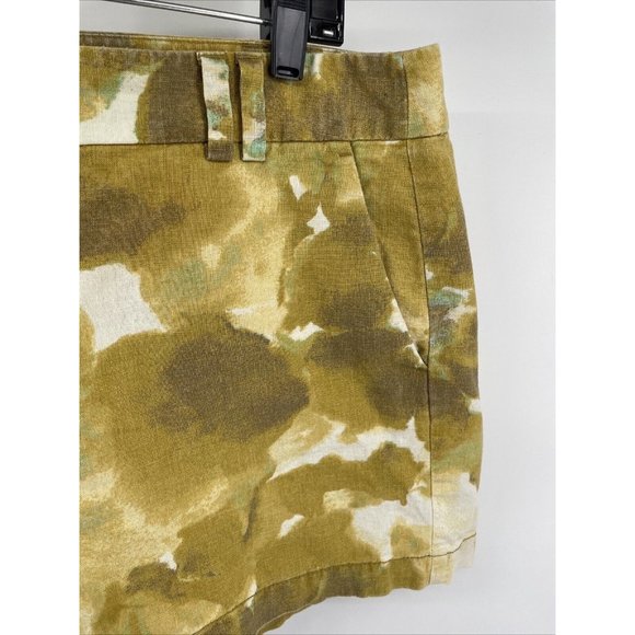 Ann Taylor Loft Womens Shorts 12 Linen Blend Yellow Tie Dye Boho Hippie Y2K - Picture 2 of 6